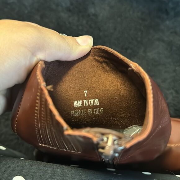 Sam Edelman Irie Patent Leather Booties Brown Copper Bronze Size 7 - Picture 6 of 7